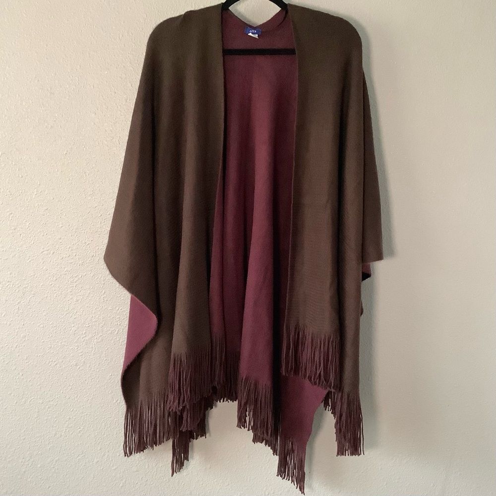 Brown Burgundy‎ Western Bohemian Hippie Festival Autumn Fall Fringe Shawl OS